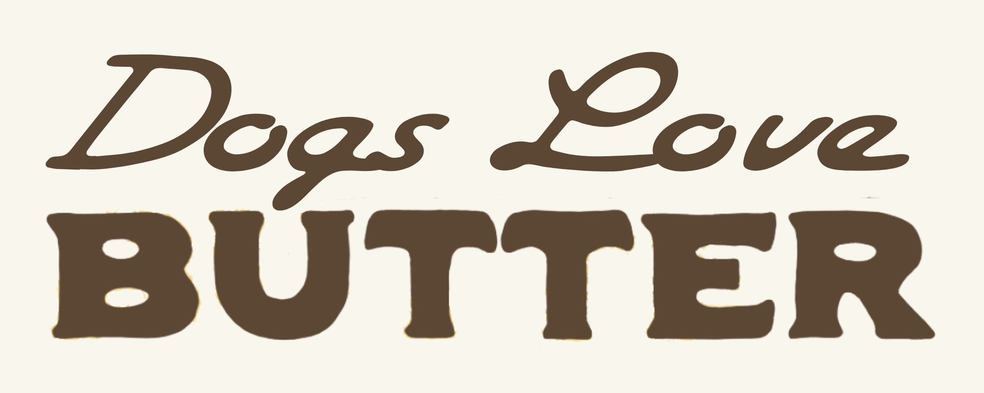 Logo with 'Dogs Love Butter' text in a decorative font on a white background